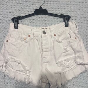 We The Free White Distressed Jean Shorts